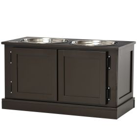 Elevated Dog Bowls with Storage, Two Stainless Steel Bowls for Large Dogs, Coffee